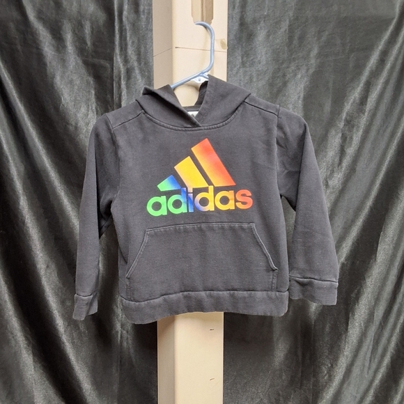 Adidas Kids Black Hoodie with Multicolor Logo - Picture 4 of 8